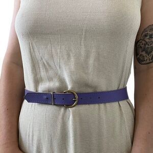 Vintage 1980s Womens Lavender Purple Leather Retro Asymmetrical Waist Belt Sz M